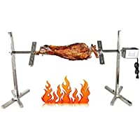 Wangkangyi - Pincho giratorio de acero inoxidable- 30 kg- con motor y patas de apoyo- asador giratorio- universal